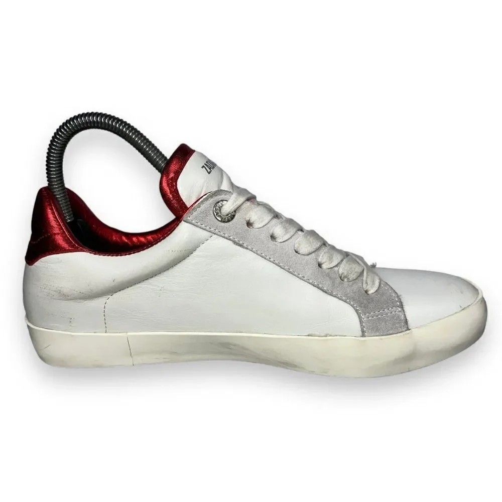 Zadig & Voltaire Stud Casual Leather Sneakers White / Red‎ / Silver Women's 39 - Picture 7 of 11